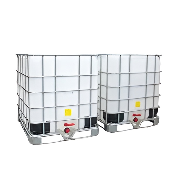 2 gekoppelde IBC containers WIT op metalen of kunststof pallet - professioneel gecleand