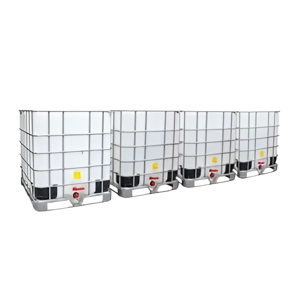 4 gekoppelde IBC containers WIT op metalen of kunststof pallet - professioneel gecleand