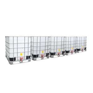 5 gekoppelde IBC containers wit op metalen of kunststof pallet - vernieuwd