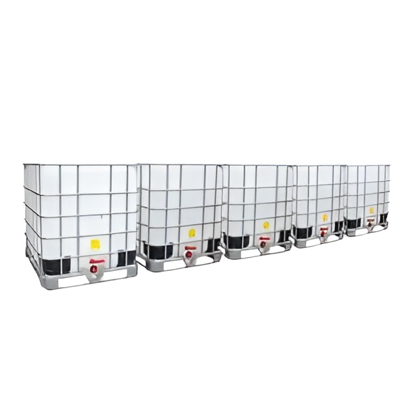 5 gekoppelde IBC containers WIT op metalen of kunststof pallet - professioneel gecleand