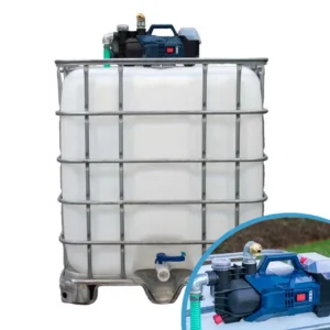 IBC container WIT op metalen of kunststof pallet - met accu pomp - gecleand