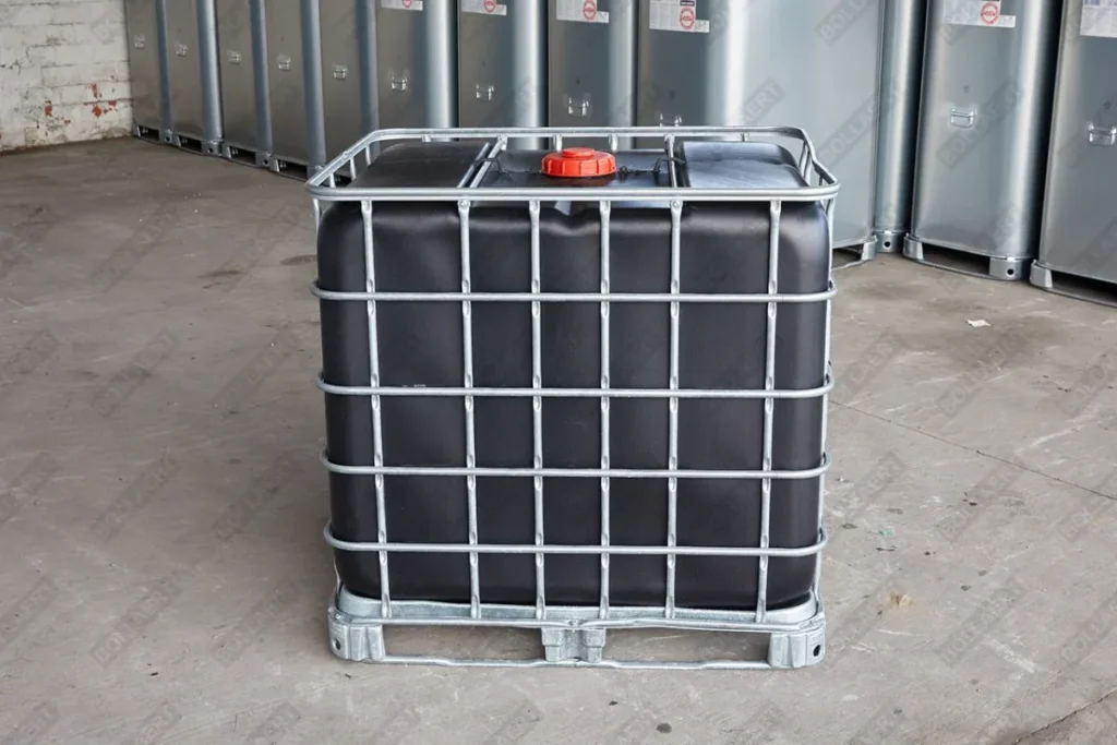 IBC container ZWART op metalen of kunststof pallet - professioneel gecleand