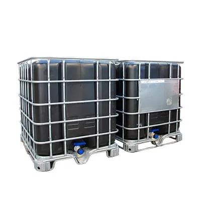 2 gekoppelde IBC containers ZWART op metalen of kunststof pallet - professioneel gecleand