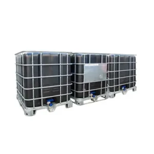 3 gekoppelde IBC containers ZWART op metalen of kunststof pallet - professioneel gecleand