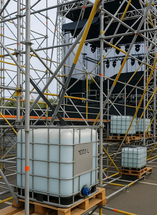 IBC-container 1000 Liter als ballasttank: stabiliteit voor elk tijdelijk bouwwerk