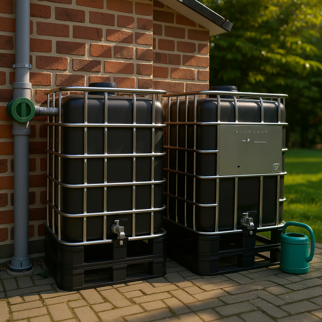 2 gekoppelde IBC containers ZWART op metalen of kunststof pallet - professioneel gecleand
